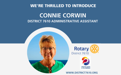 Welcome CONNIE CORWIN, District 7610 Administrative Assistant!