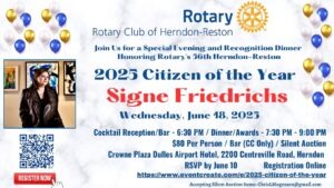 Rotary Club of Herndon-Reston's 2025 Citizen of the Year Dinner & Club Officer Installation
