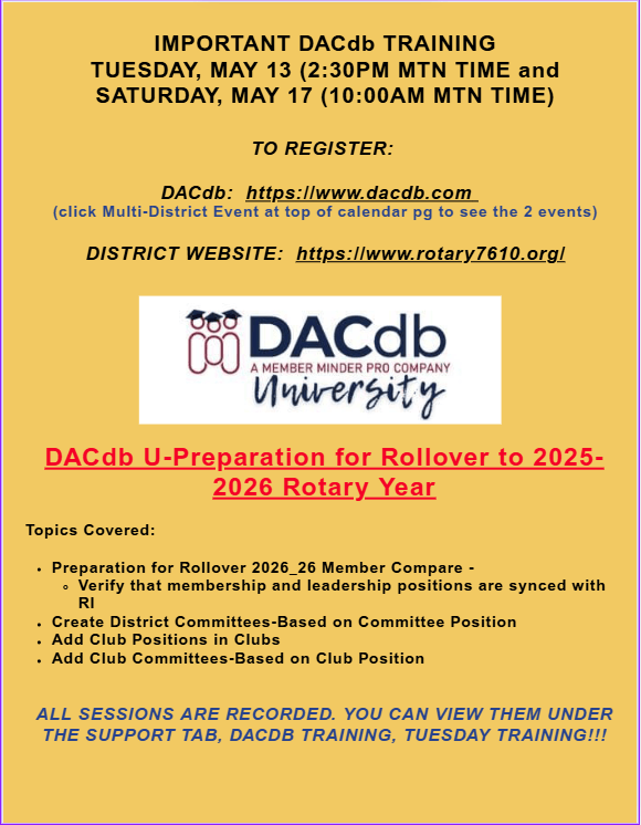 DACdb_Year_End_Changeover DACdb Year End Changeover Message