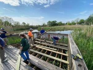 The Rotary Club of West Point replaced the decking on a scenic overlook platform, which is part of West Point’s Riverwalk Trail.